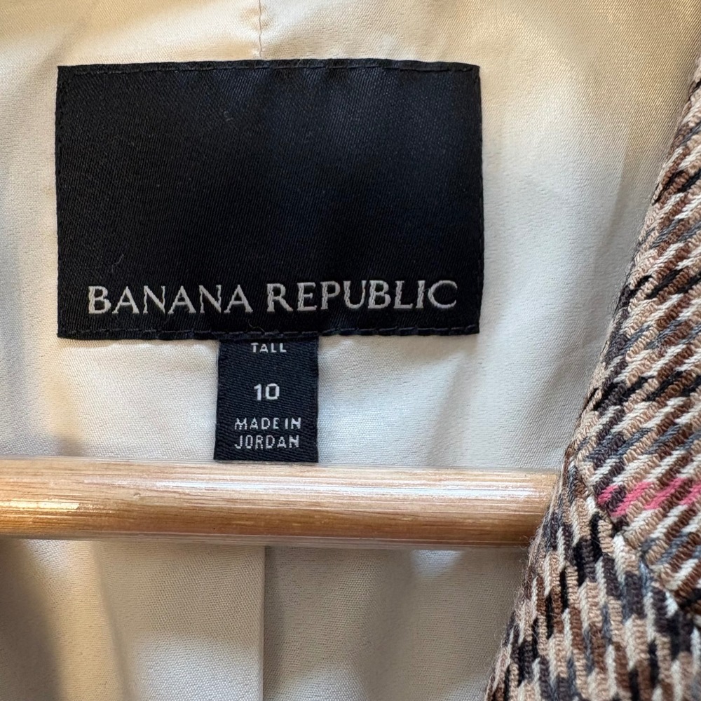 Banana Republic, Blazer, Brown Plaid, 10 Tall, Excellent, MSRP $229 - Picture 2 of 14